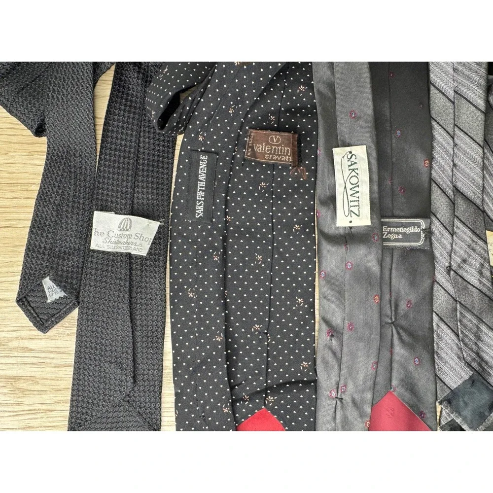 Mens Designer Tie Lot 10pc Valentino Zegna Brioni Silk & Cotton Luxury Vintage